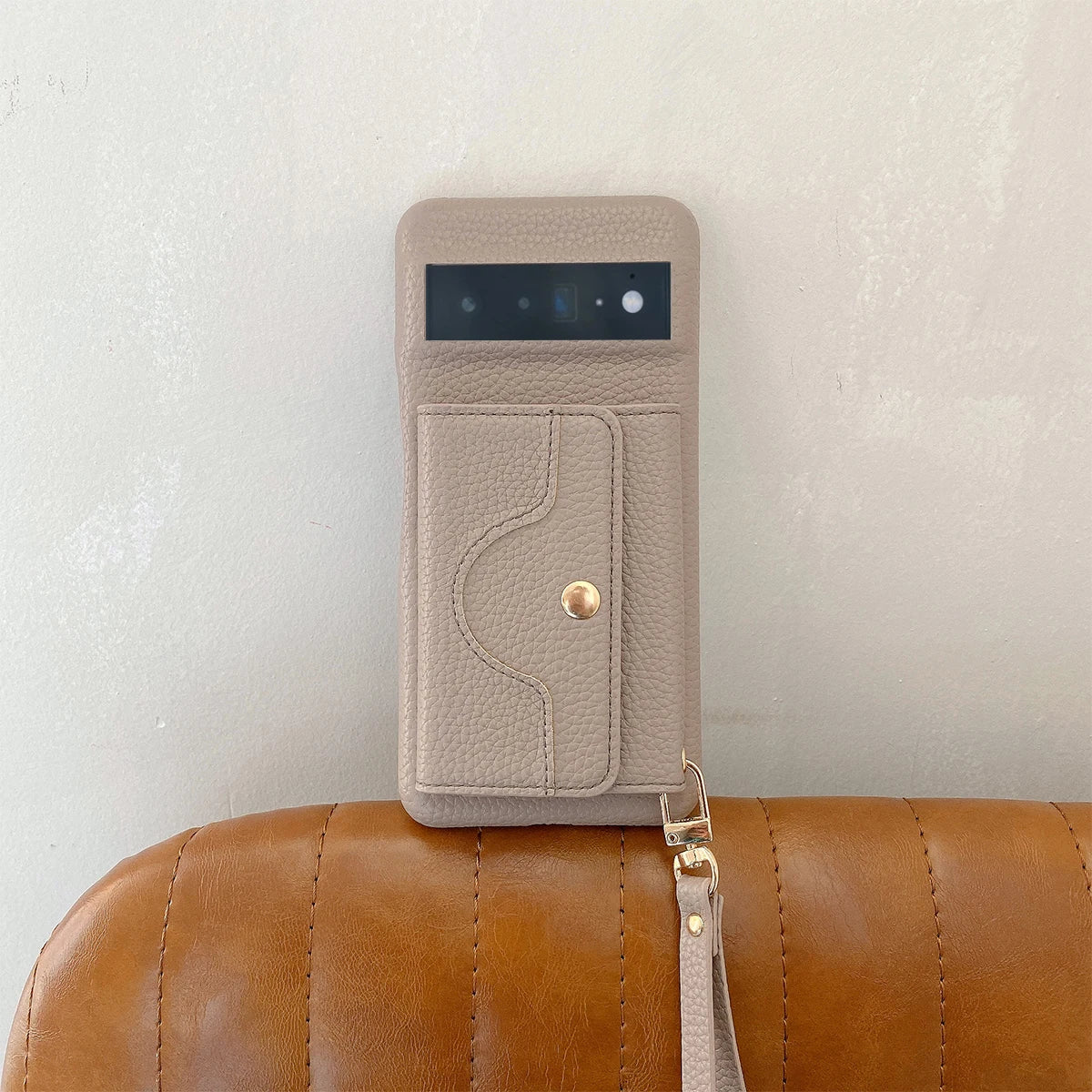 Luxury Litchi Peel Pattern PU Leather Case For Google Pixel 8 7 6 Pro 4 XL Small Mirror Card Holder Lanyard Wallet Cover