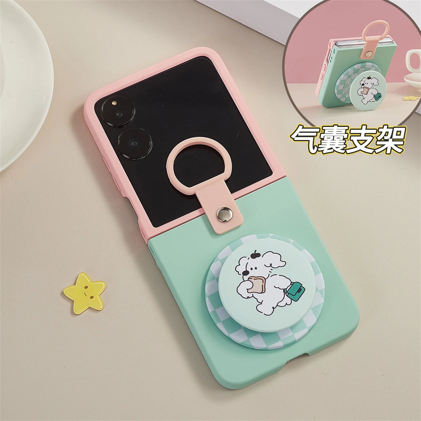 Cute Korean Candy Color Block Magnetic Case with Silicone Ring Animal Bracket for Motorola Razr 60 Ultra Razr 50 Ultra Cover