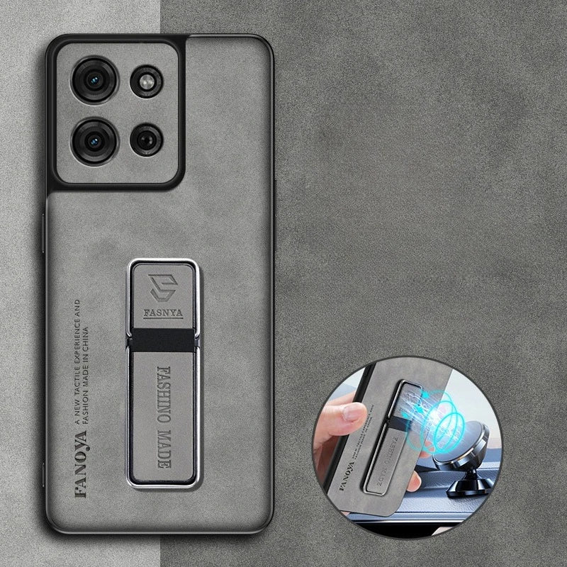 Sheepskin Leather Case for Moto G75 5G G85 G55 G35 G45 G15 G05 G34 E15 Matte Stand Holder Protection Silicone Frame Back Cover