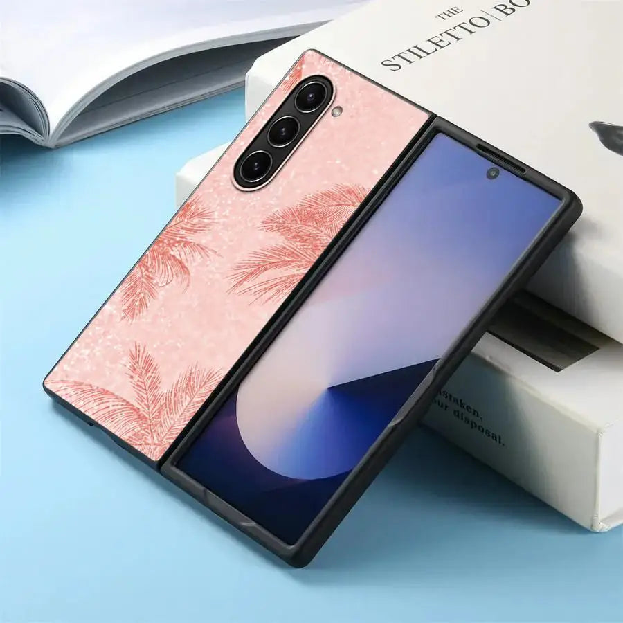 Pink Bling Picture Back Phone Cover Case for Samsung Galaxy ZFold3 ZFold7 ZFold5 Z Fold 7 6 5 4 3 ZFold4 ZFold6