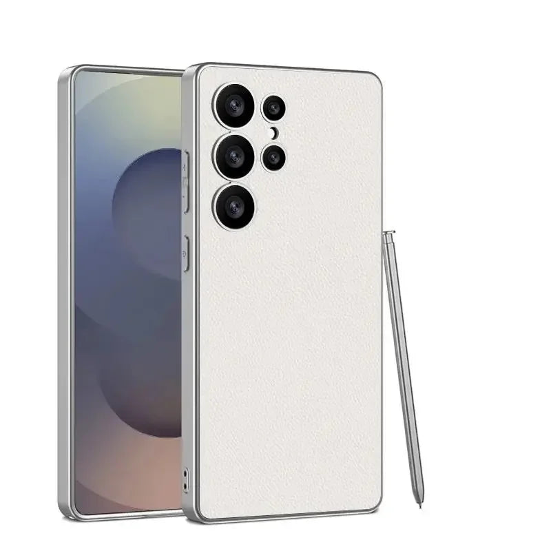 Metallic Lacquer Leather Phone Case For Samsung Galaxy S23 S24 S25 Ultra 5G Luxury Skin Matte S24Ultra S25Ultra Protective Cover