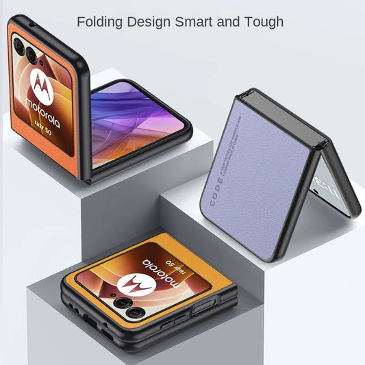 Luxury Premium Leather Cover For Motorola Razr 50 Ultra Moto Razr50 50Ultra 2024 Razr40 2023 Shockproof Hard Plastic Phone Case