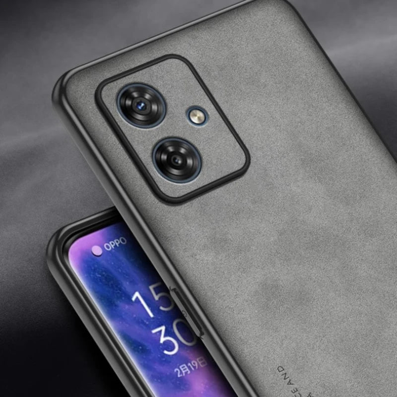 Sheepskin Leather Case for Moto G75 5G G85 G55 G35 G45 G15 G05 G34 E15 Matte Stand Holder Protection Silicone Frame Back Cover