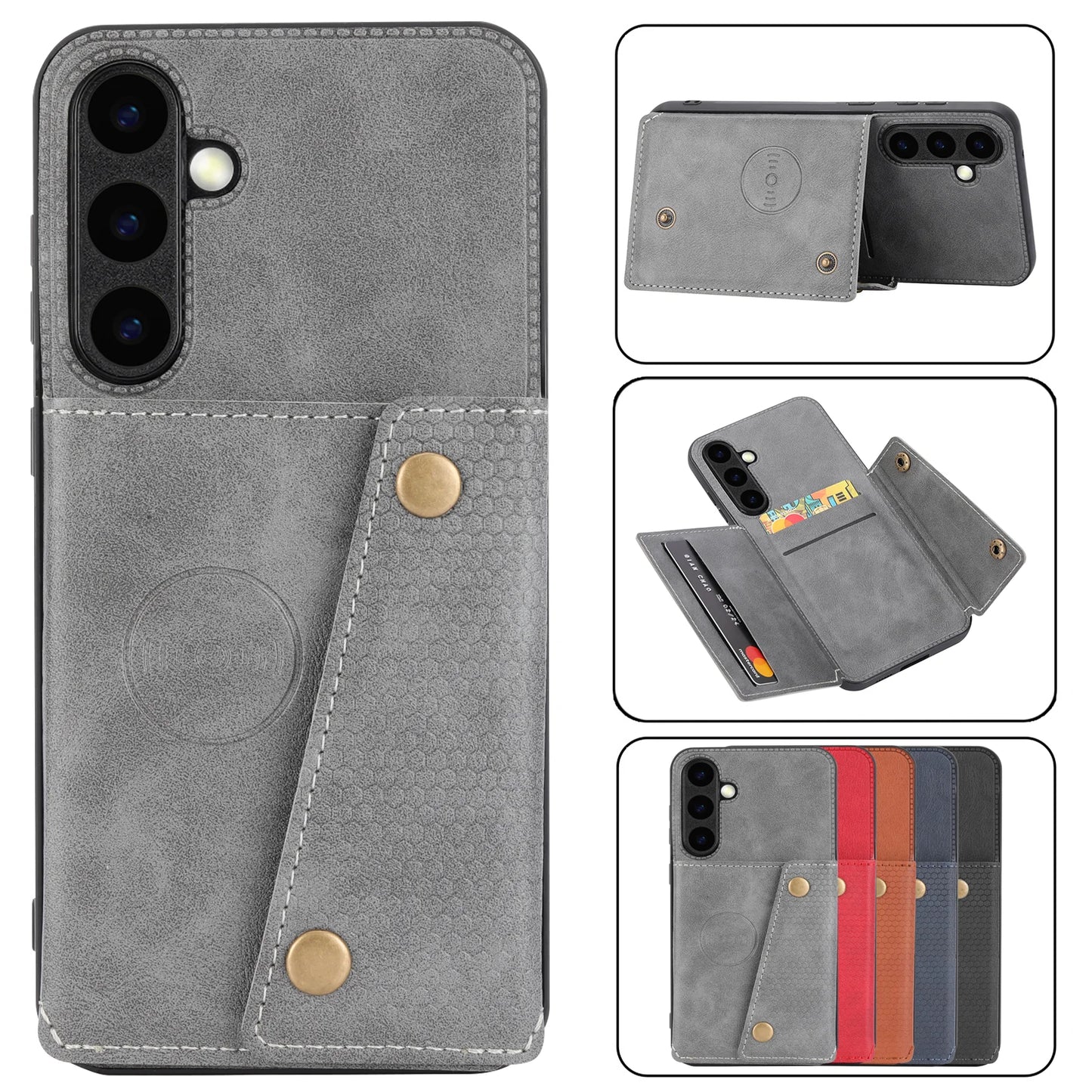 Card Holder Leather Case for Samsung Galaxy S25 Ultra S24 FE S23 S22 Ultra S21 S20 FE S10 Plus 5G Wallet Phone Cover Etui Coque
