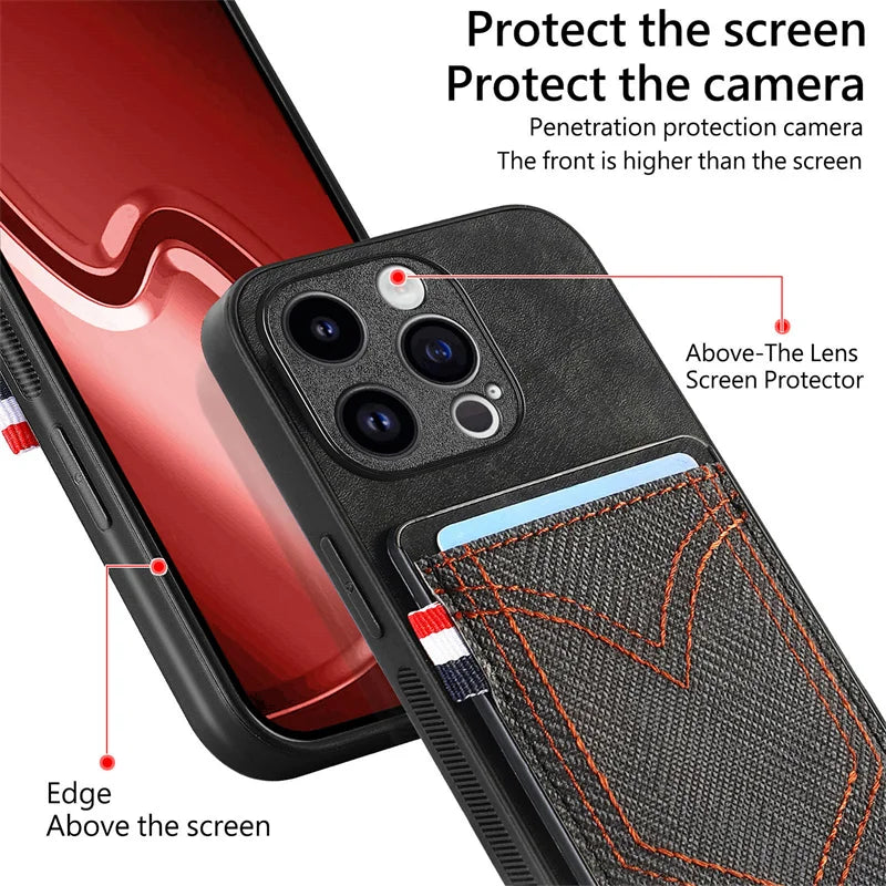 Magnet Case For Motorola Moto G Power Play Stylus 2024 4G 5G Edge 50 Ultra Pro Jeans Heavy Wallet Card Shockproof Cover Case