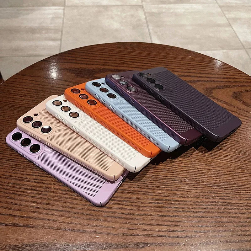 Breathable Heat Dissipation Cooling Case For Samsung Galaxy S25 S24 UItra S23 S22 S21 Plus PC Hard Back Cover