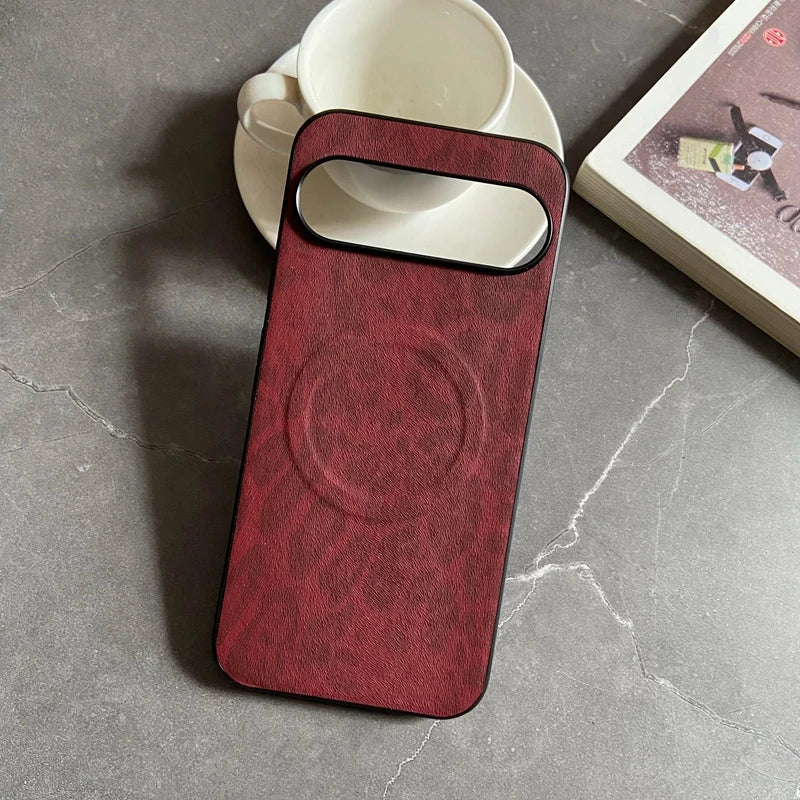 Magnetic Leather Case for Google Pixel 9A 10 9 8 7 6 Pro XL 8A 7A 6A Cover Leopard Floral Shockproof Mag-safe PU Shell Fundas
