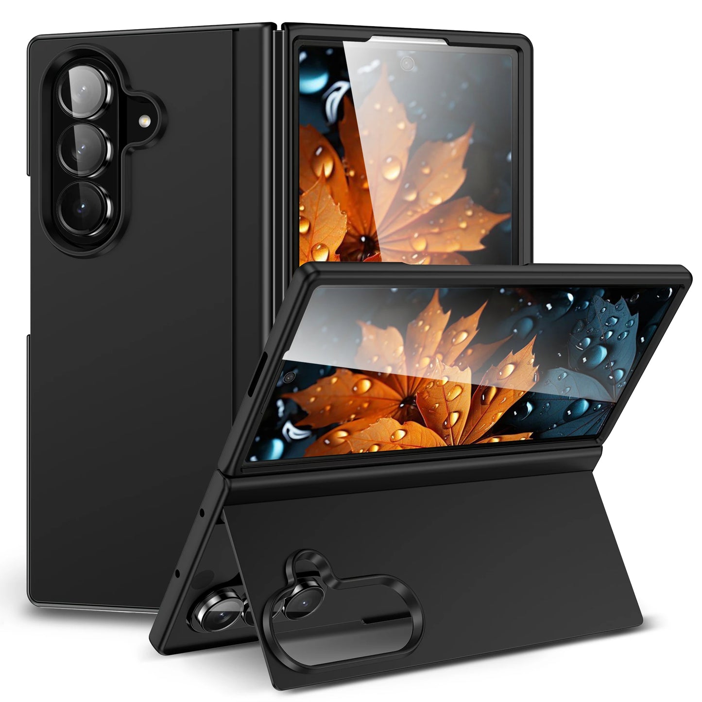 Skin Feel Invisible Bracket Case For Samsung Galaxy Z Fold 7 6 5 4 3 ZFold7 5G Protection Plain 2-piece Set Shockproof Cover