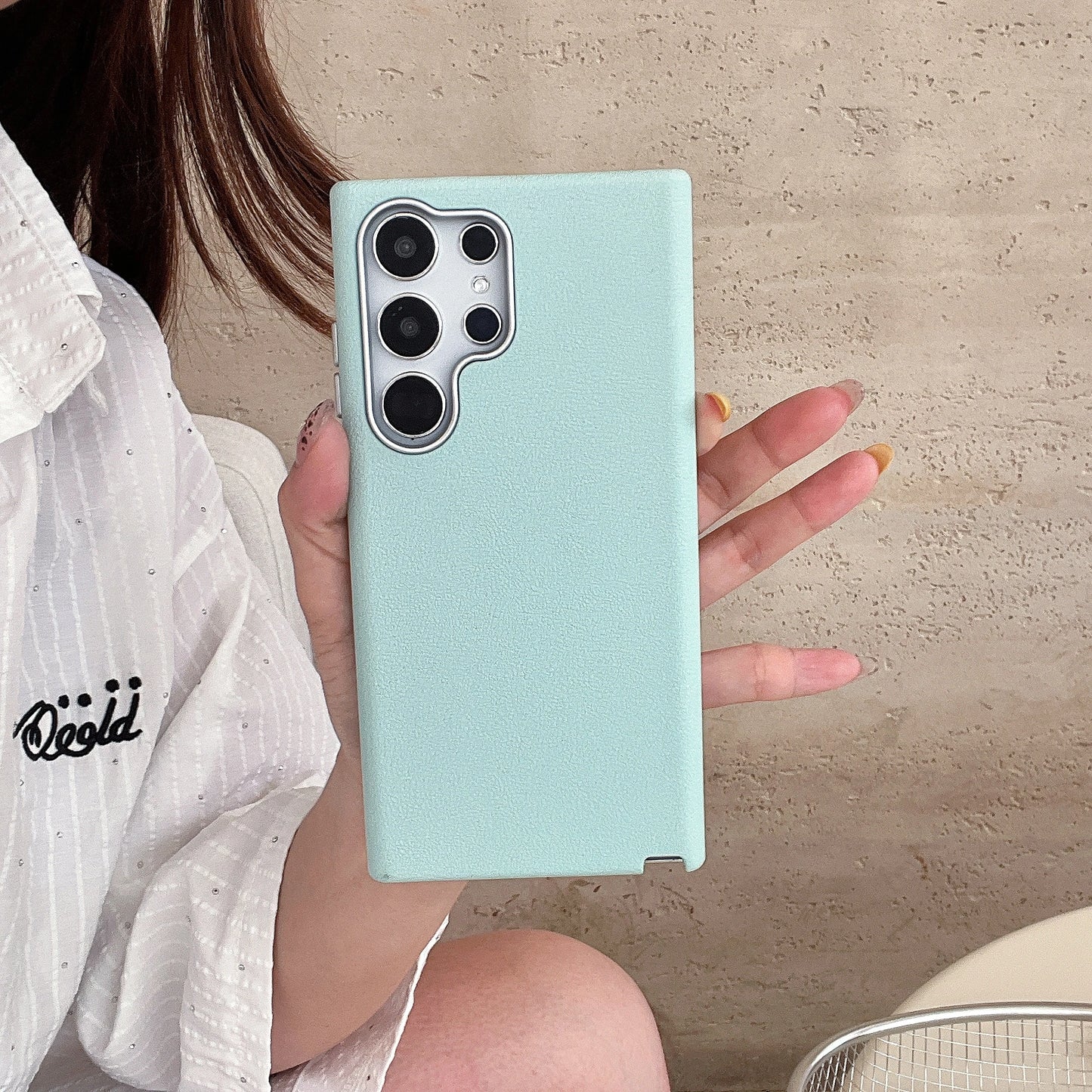 Luxury Leather Lichee Pattern Case For Samsung Galaxy S25 Edge S24 S23 S22 Ultra Plus Solid Color 3 IN 1 Frosted Business Cover
