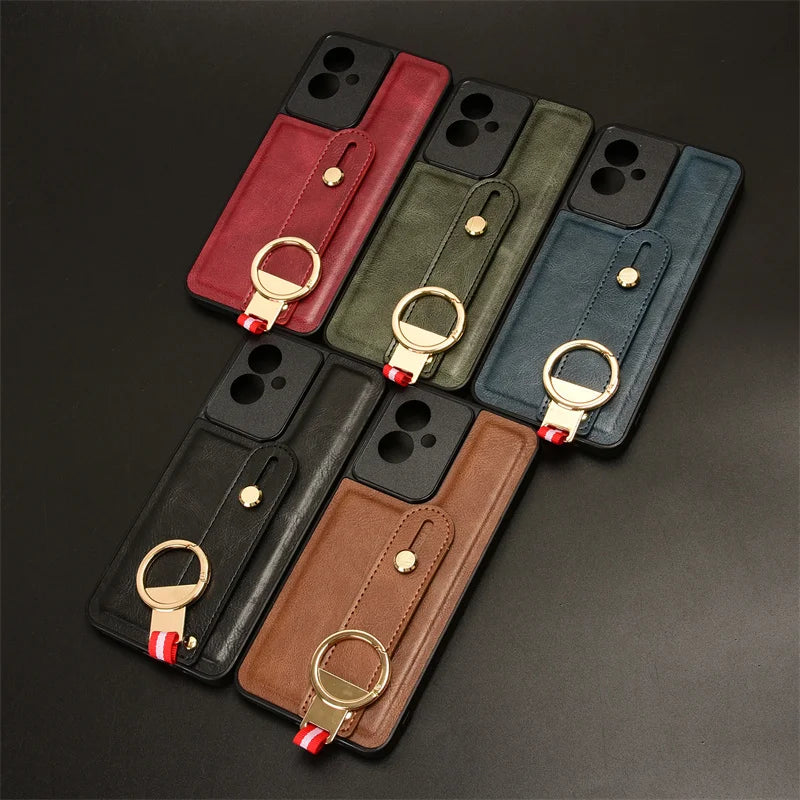 Luxury Wristband Leather Stand Case for Motorola Moto G35 G55 G45 G85 5G With Ring Opener Coque Fundas Capa