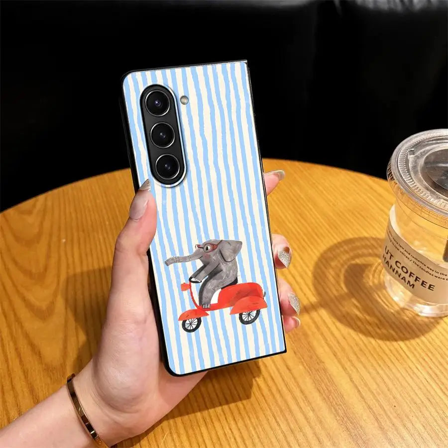 Case for Samsung Galaxy ZFold4 Z Fold 7 6 5 4 3 ZFold3 ZFold5 ZFold7 ZFold6 Back Phone Cover Striped Animal