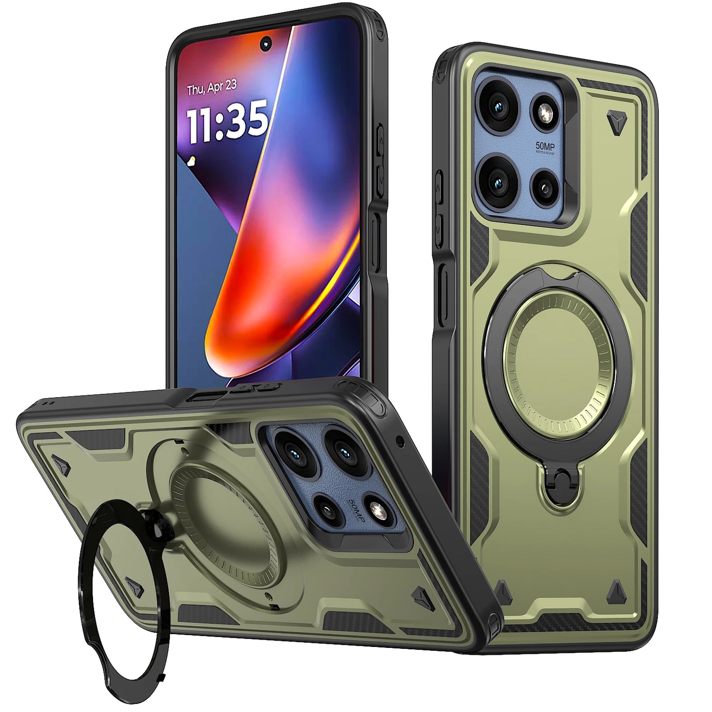 Ring Stand Holder Bracket Magnetic For Magsafe Cases For Motorola G Play Power Stylus Edge 4G 5G 2024 2025 Shockproof Hard Cover