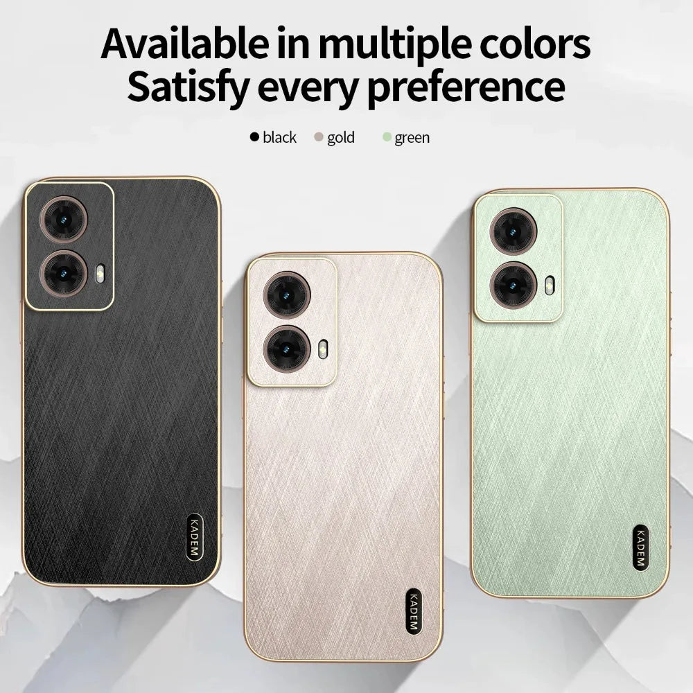 Plating Gold Silk Skin Case for Motorola Moto Edge 60 50 40 Pro Ultra Fusion Neo G Stylus 2023 G86 G45 Leather Shockproof Cover