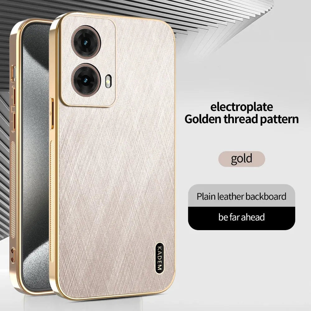 Plating Gold Silk Skin Case for Motorola Moto Edge 60 50 40 Pro Ultra Fusion Neo G Stylus 2023 G86 G45 Leather Shockproof Cover