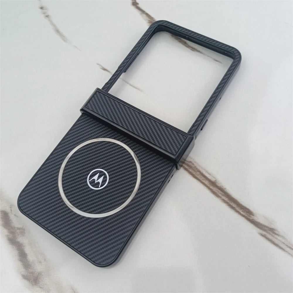 Matte Hard Carbon Fiber Texture Pattern Magnetic Case For Motorola Razr 60 50 Ultra Razr60 For Magsafe Wireless Charging Cover