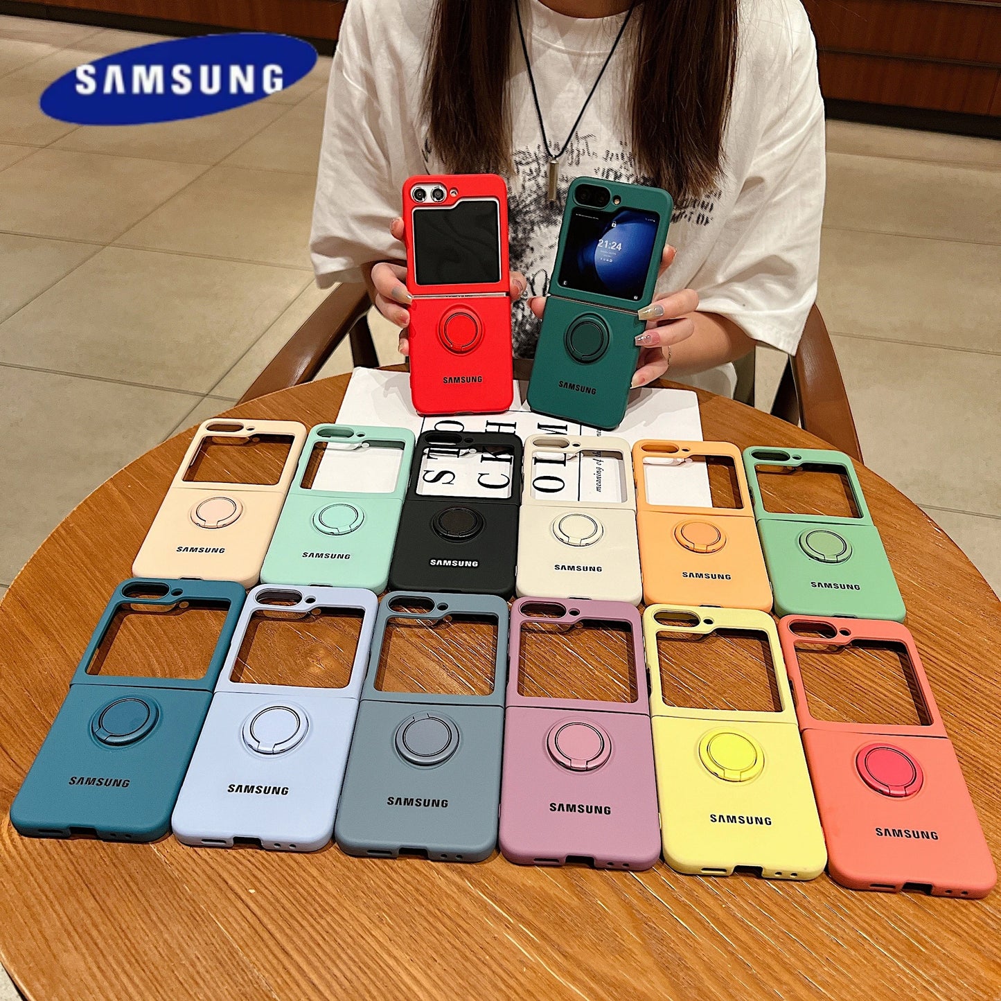 Luxury Official Candy Color Liquid Silicone  Ring Holder Phone Case Samsung Galaxy Z Flip 7 6 5 4 3 Shockproof Protective Cover