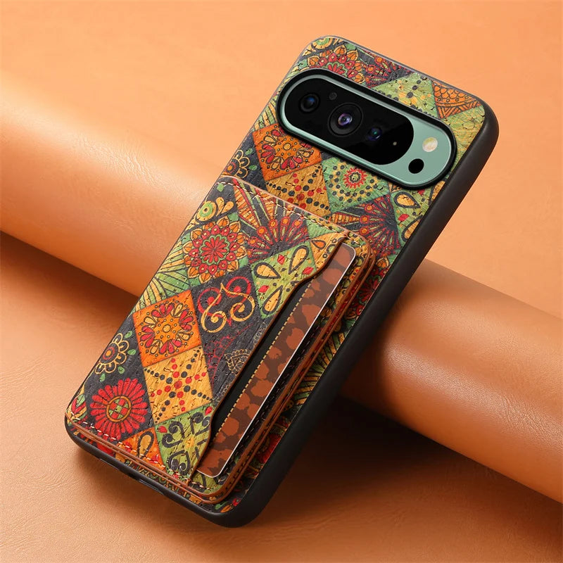 Flower Figure Leather Magnetic Wallet Phone Case For Google Pixel 10 9A 9Pro 8 8A 8Pro 7 7A 7Pro 6A 6Pro Card Holder Back Cover