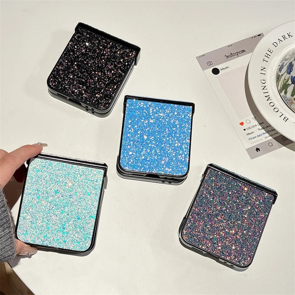 Luxury Bling Glitter Diamond Starry Sky Case For Samsung Z Fold Z Flip 6 5 4 3 ZFold6 ZFlip6 Shiny Shockproof Hinge Protect Capa