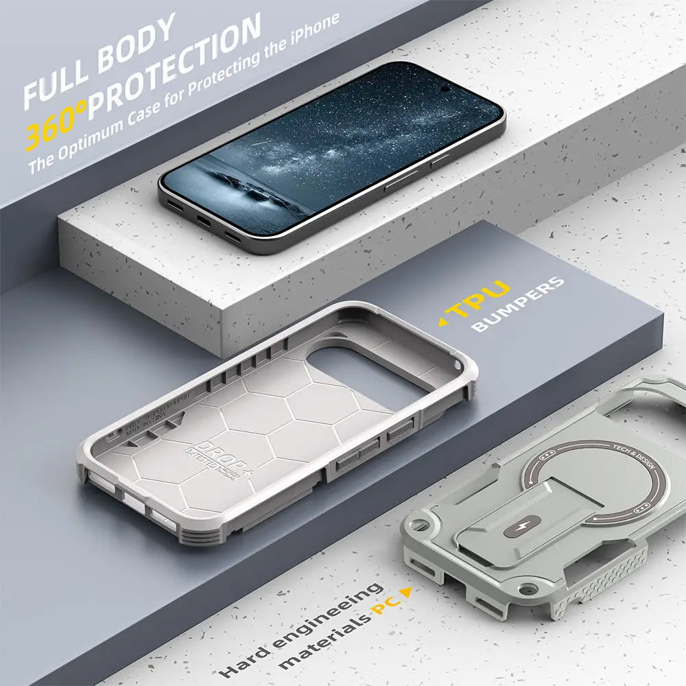 Rugged For Magsafe Fold Stand Holder Magnetic Case For Google Pixel 10 10Pro 9 9Pro Heavy Duty Armor Bumper Shockproof Cover