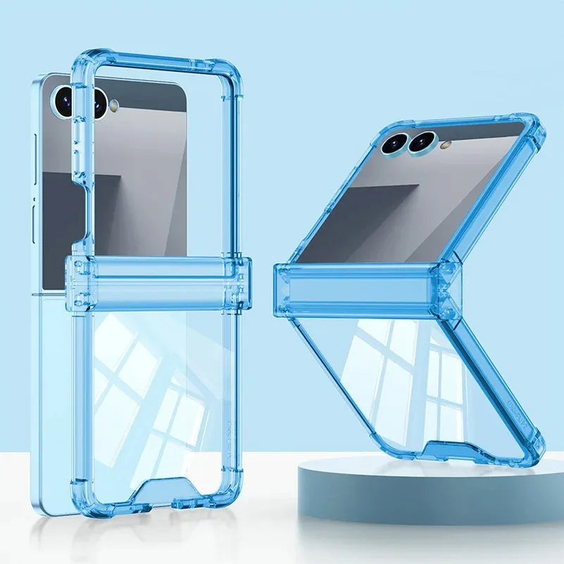 Luxury Ring Holder Airbag Hinge Protection Phone Case For Samsung Galaxy Z Flip7 FE Z Flip 7 6 5 flip7 zflip6 Candy Clear Cover