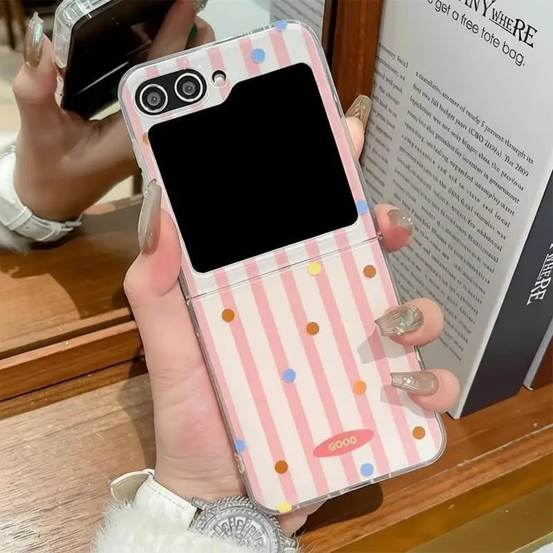 Simple Stripes Polka Dot Phone Case For Samsung Galaxy Z Flip 6 ZFlip5 Shockproof Cover for Samsung ZFlip 4 3 7 Shell Fundas