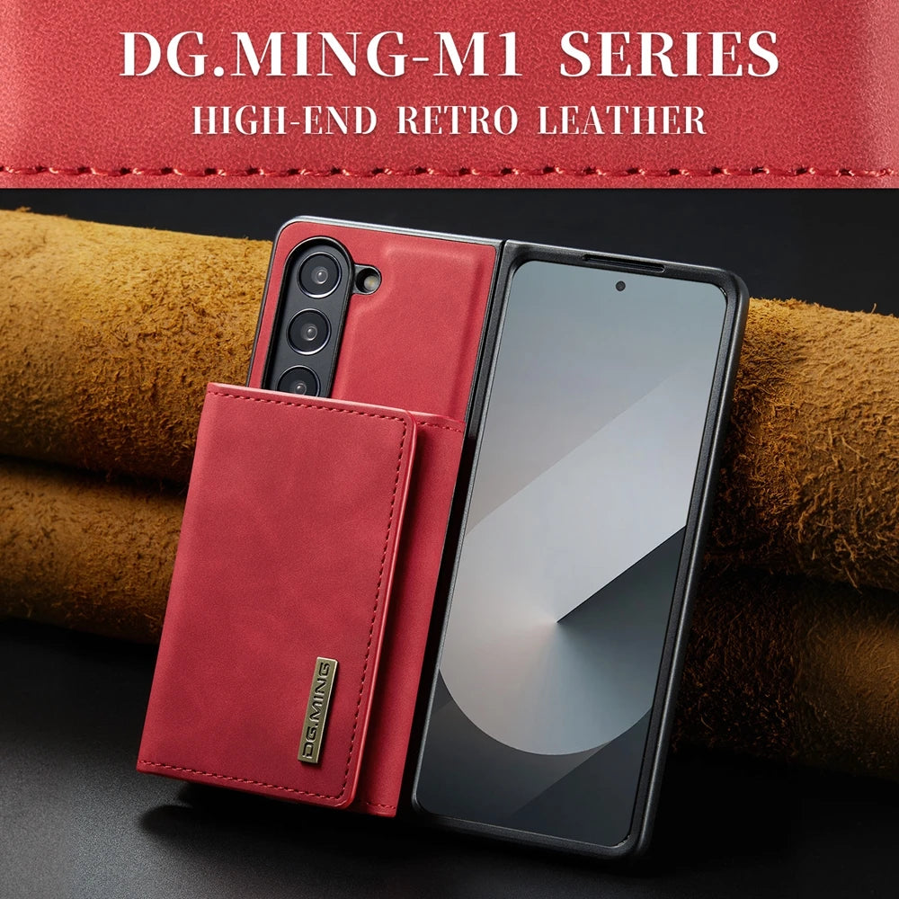 Kickstand Leather Wallet Case Magnetic Phone Case for Samsung Galaxy Z Fold 7 6 5 4 3 Phone Cover Tri-fold Cards Bag Back Shell