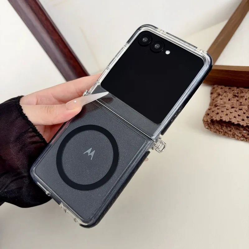for Magsafe Magnetic Clear Soft Case for Motorola Moto Razr 70 60 50 Ultra Pro Shockproof Colorful Frame TPU Folding Back Cover