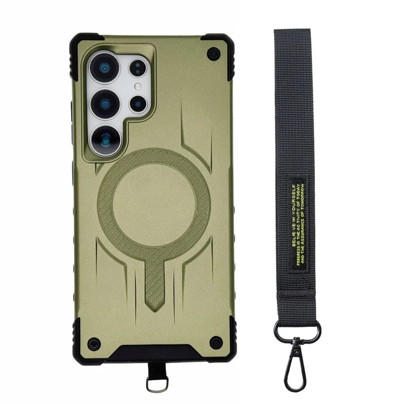 Luxury Carbon Fiber Pattern Magnetic Armor Case for Samsung S25 S24 S23 Ultra Plus Edge FE A35 A55 A36 A56 A16 A26 A17 A15 A14