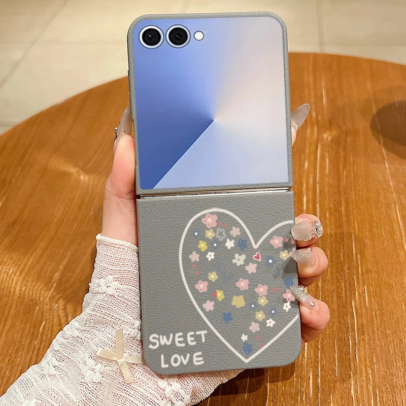 Magnetic Sweet Love Pattern Phone Case For Samsung Galaxy Z Flip7 FE Flip6 Flip 7 6 5 4 3 5G For Magsafe Soft TPU Folding Cover