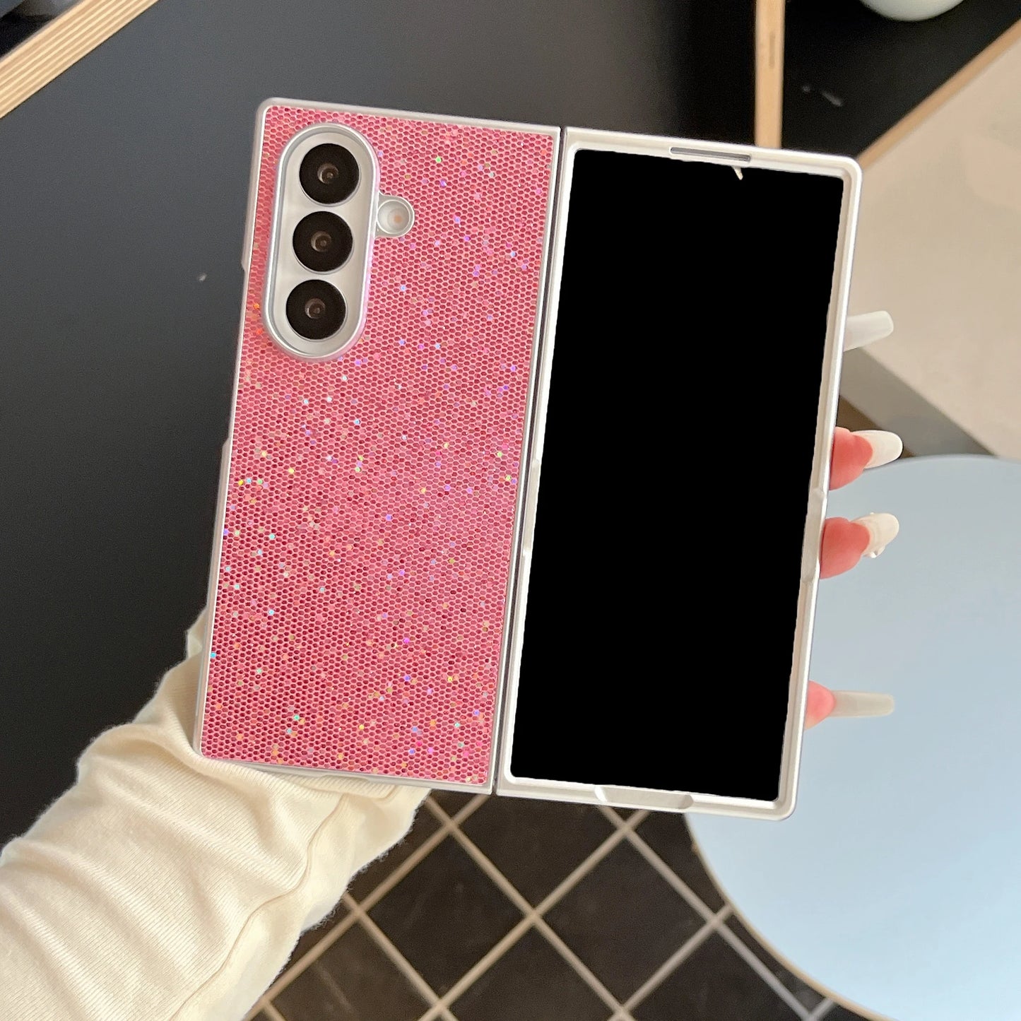 for Samsung Galaxy Z Fold 7 6 5 4 3 fold7 fold6 Bling Phone Case Plating Glitter Luxury Shockproof Cover