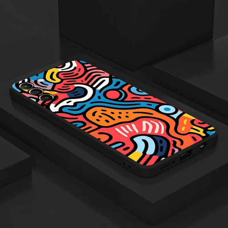 Phone Case For Samsung Galaxy S25 S24 Ultra S23 FE Note 20 10Plus S22 S21 S25Plus Soft Shell Cover Colorful Lines Graffiti