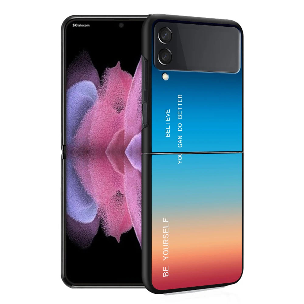 Cover Case for Samsung Galaxy Z Flip 5 Z Flip 4 ZFlip Z Flip 3 5G ZFlip3 Flip4 ZFlip4 Flip3 Black Gradient BE YOURSELF