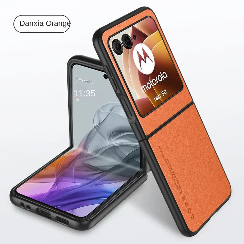 Luxury Premium Leather Cover For Motorola Razr 50 Ultra Moto Razr50 50Ultra 2024 Razr40 2023 Shockproof Hard Plastic Phone Case