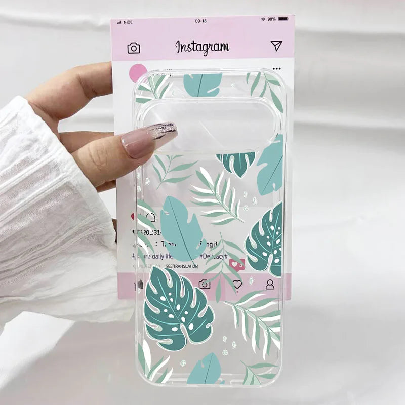 Palm Tree Leaves Plant Flower Phone Case For Google Pixel 10 8 Pro 10 Pro XL 5G 6 7 8 9 Pro 8A Cute Clear Soft TPU Cover Fundas