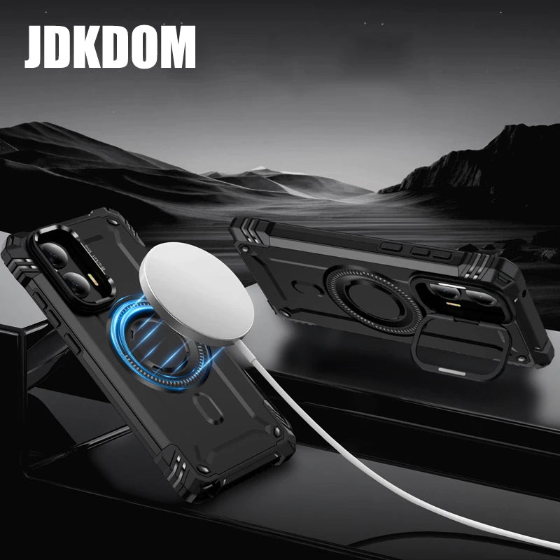 JDKDOM Military Shockproof Bracket Phone Magnetic Case For Motorola G Play G Power 2025 G Stylus 5G 2024 G Pure G 5G 2023 Cover