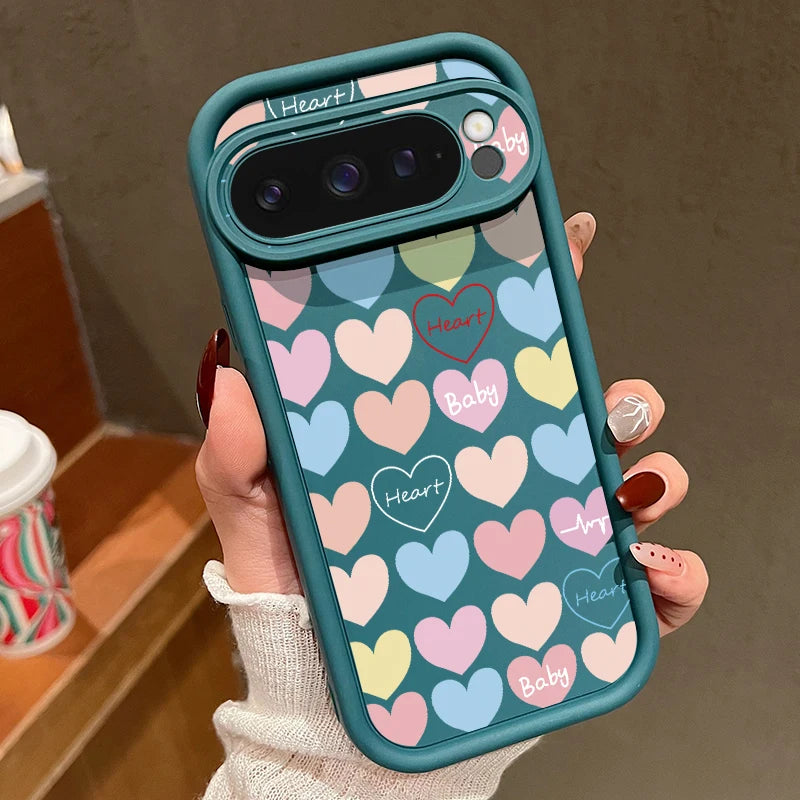 Cute Love Heart Phone Case For Google Pixel 8A 8 Pro 9 Pro XL 7A Shockproof Soft TPU Silicone Protector Cover For Pixel 7 8 Pro