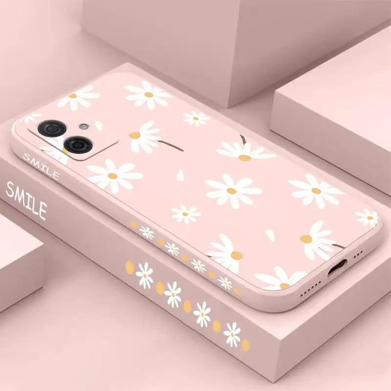 G54 Elegant Daisy Silicone Phone Case For Motorola Moto G54 G53 G52 G50 G42 G20 G84 G34 G22 G24 G14 G13 G30 G9 G9Plus G8 Cover