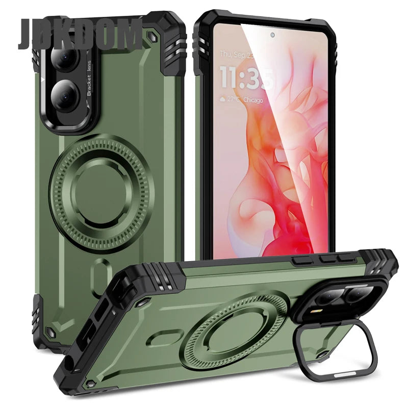JDKDOM Military Shockproof Bracket Phone Magnetic Case For Motorola G Play G Power 2025 G Stylus 5G 2024 G Pure G 5G 2023 Cover