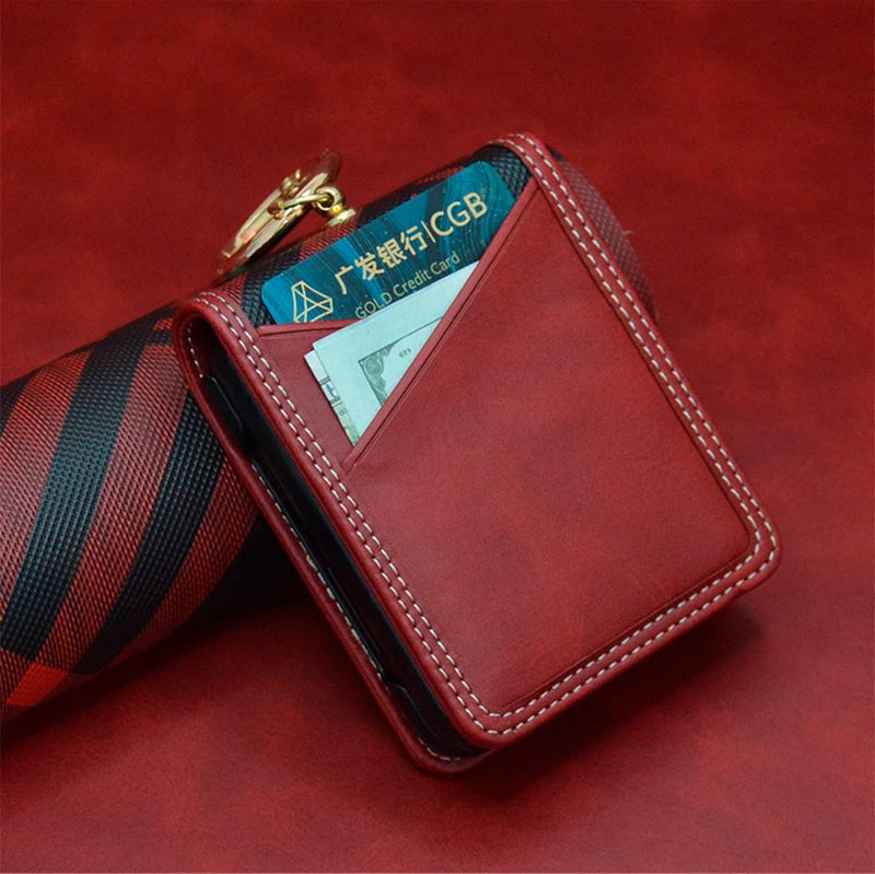 Case For Motorola Razr 40 Ultra 50 Ultra Razr Plus Card Wallet Finger Ring Grid Contrasting Color PU Leather Phone Case Cover