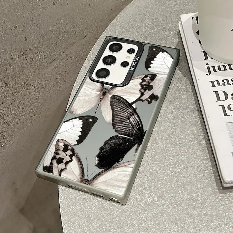 For Samsung Galaxy S25 S24 S23 S22 Ultra Plus S21 S23 S24 FE Laser Phone Case New Fashion Elegant Butterfly Shockproof Covers
