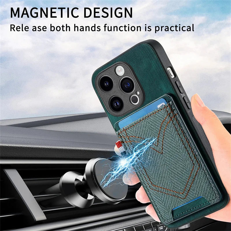 Magnet Case For Motorola Moto G Power Play Stylus 2024 4G 5G Edge 50 Ultra Pro Jeans Heavy Wallet Card Shockproof Cover Case