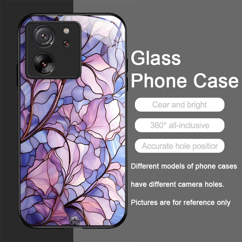 Luxury Flower Marble Texture Tempered Glass Phone Case for Motorola Moto G85 G84 G75 G55 Edge 50 Fusion 40 Neo 30 Pro Hard Cover
