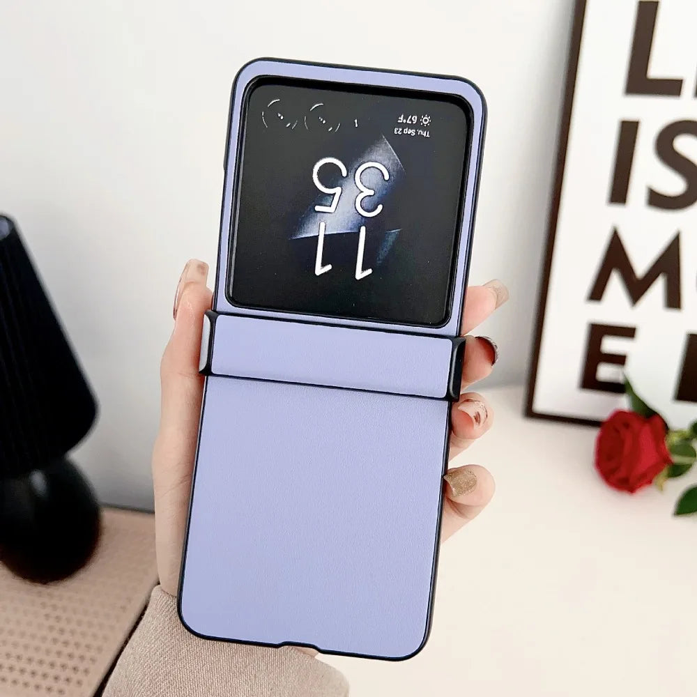 Moto Razr 50 2024+ Leather Hard Shell Phone Case for Motorola Razr 50 Ultra Razr 50 Hinge Protection Protective Shockproof Cover