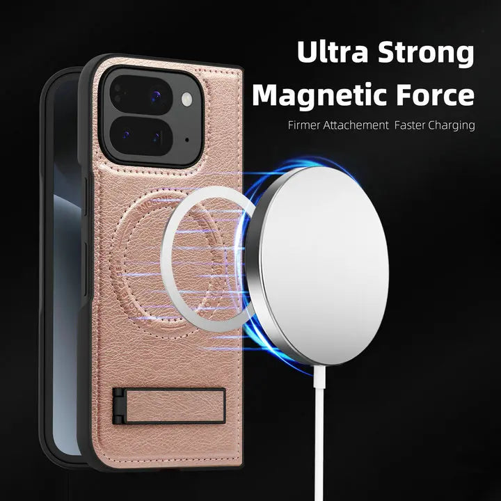 Pixel10 Pro Fold 5G Luxury Case Wireless Charging Leather Magnet Back Stand Coque For Google Pixel 10 Pro Fold Armor Cover