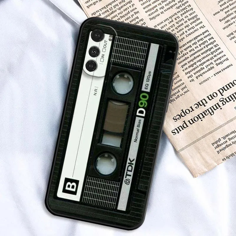 Creative cassette design For Motorola G85 Edge 50 G24 G35 G14 G04 40 G72 G34 G31 G Stylus G54 G13 G32 5G Black Phone Case
