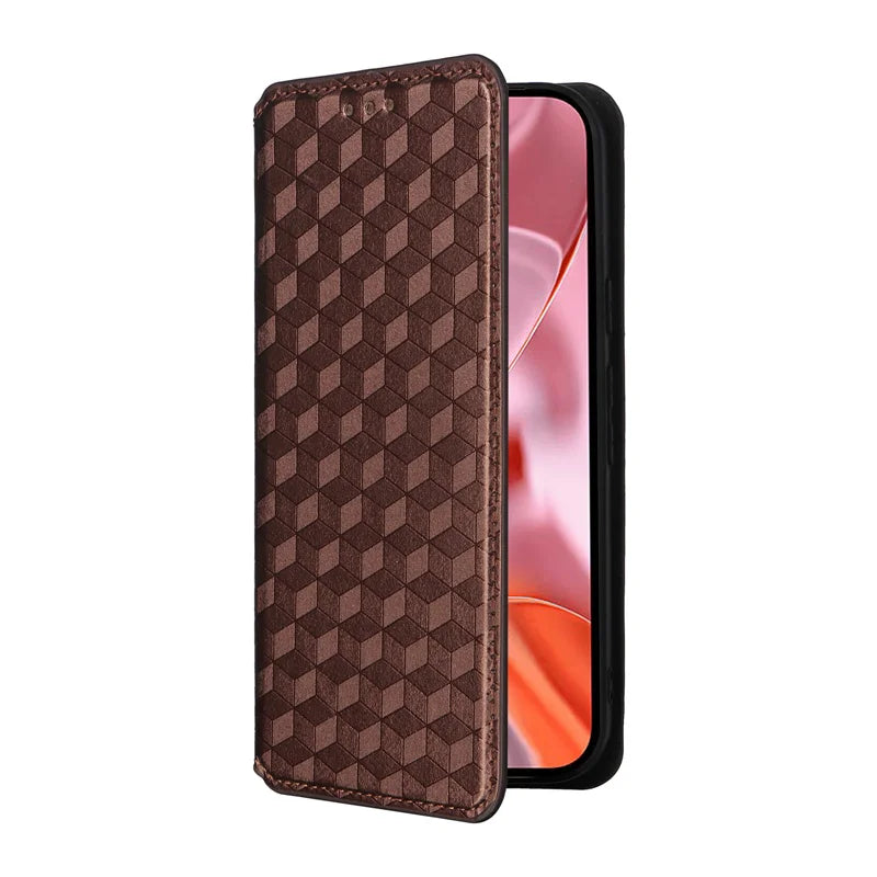 For Google Pixel 10 10 Pro stereoscopic lines flip wallet skin PU case purse For Google Pixel 10 Pro 3D Magnetic Phone Cover