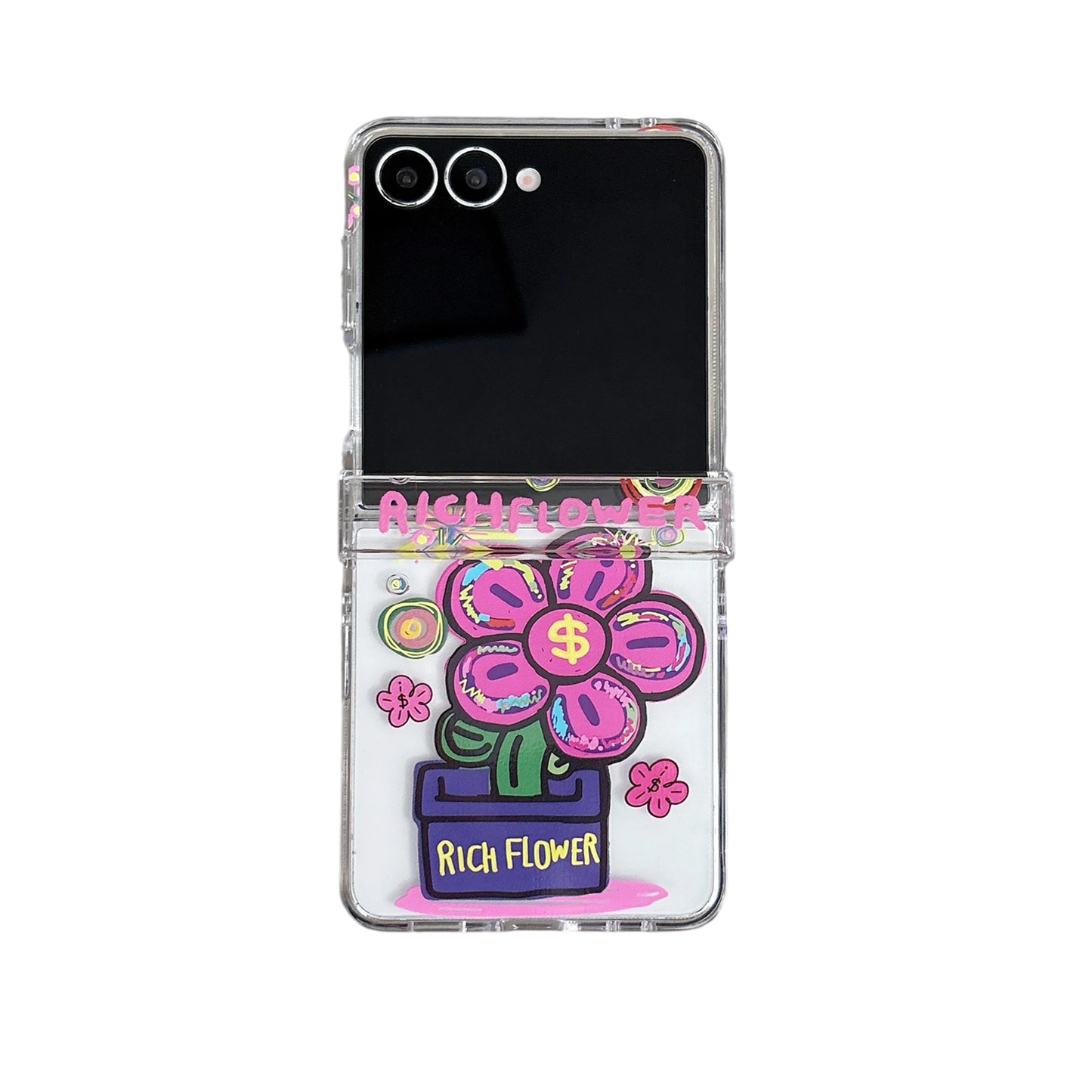 for Samsung Galaxy Z FLIP 7 6 5 4 3 flip7 flip6 2in1 Rope Strap Pendant Fold Phone Case Ins New Rich Flowers Shockproof Cover