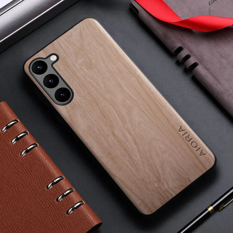 Case for Samsung galaxy s20 s21 s22 s23 Ultra plus FE 5G funda bamboo wood pattern Leather back cover for galaxy s23 ultra case
