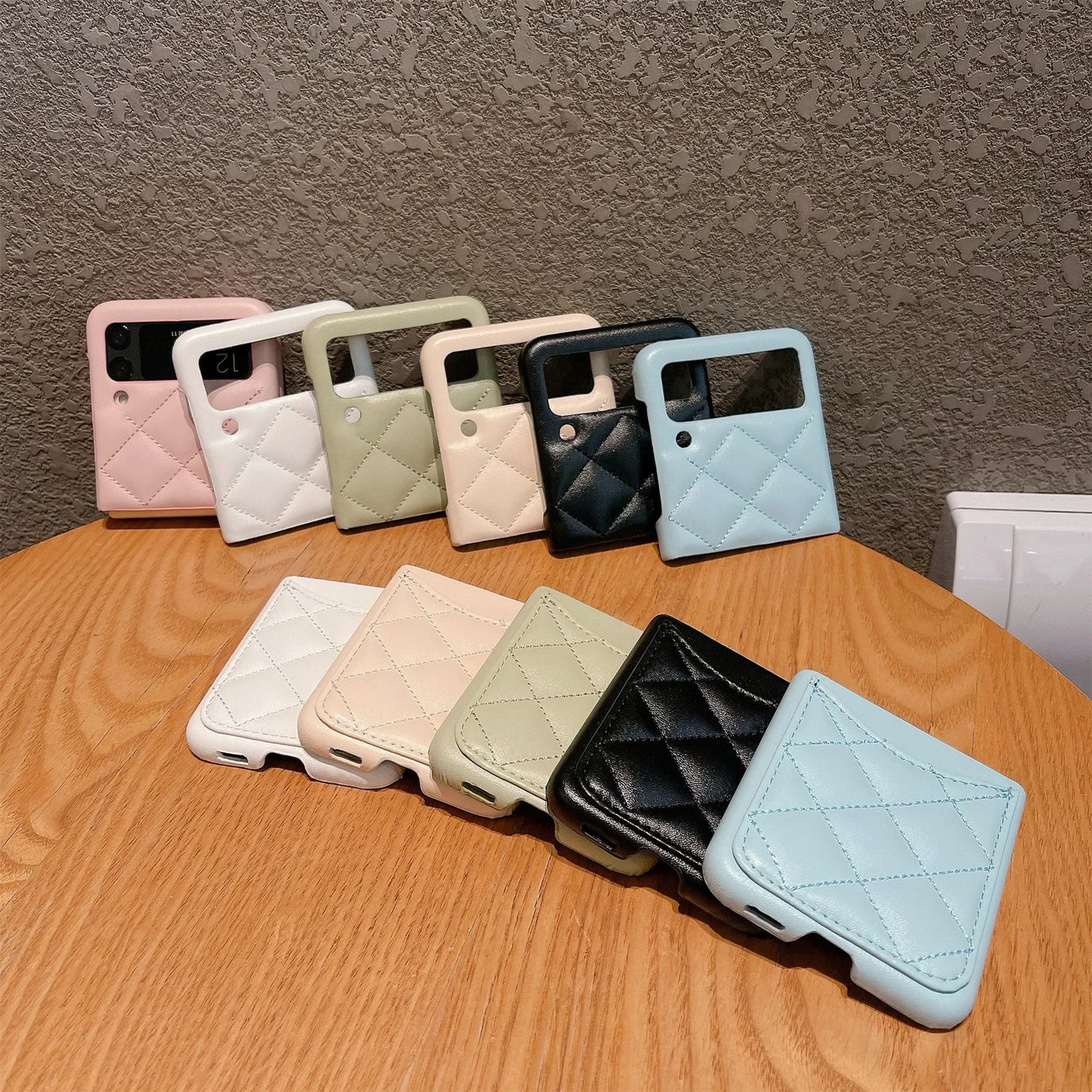 Luxury Leather Cover For Samsung Galaxy Z Flip 3 4 5 6 Flip5 Flip6 5G Rhombus Lattice Card Slot Holder Bag Wallet Phone Case