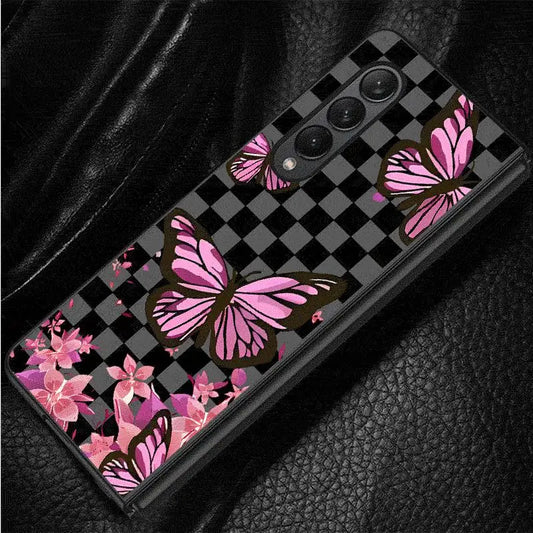 Black Flower Cases for Samsung Galaxy Z Fold6 Z Fold3 ZFold4 Z Fold5 5G Z Fold4 5G Coque Bumper Shockproof Cover